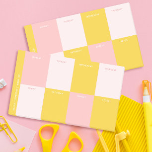 Cute Pink Yellow School Weekly Planner Post-it Notes