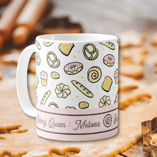 Cute Pink Yellow Sweet Cakes Donuts Baking Queen Coffee Mug