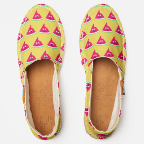 Cute pink yellow watermelon pattern espadrilles