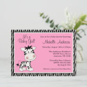 Cute Pink Zebra Baby Shower Invitations (Standing Front)