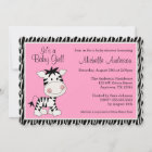 Cute Pink Zebra Baby Shower Invitations