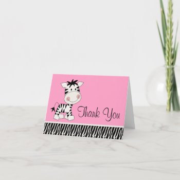 Cute Pink Zebra Thank You Cards by WhimsicalPrintStudio at Zazzle