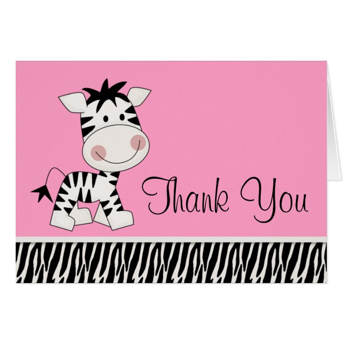 Cute Pink Zebra Thank You Cards