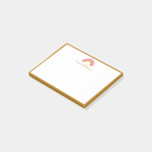 Cute PinkRetro Rainbow Personalized Script Name Post-it Notes