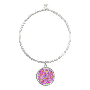 Cute pinky abstract flowers bangle bracelet