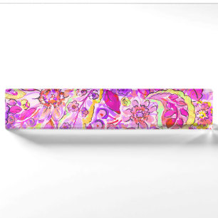 Cute pinky abstract flowers name plate