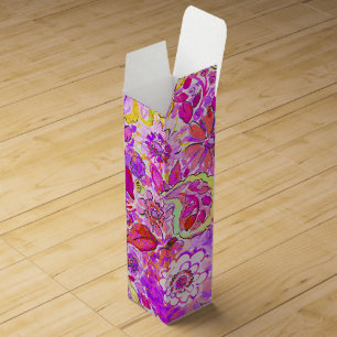 Cute pinky abstract flowers wine gift box
