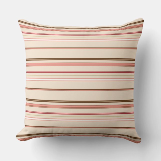 Cute pinky brown stripes throw pillow (Front)