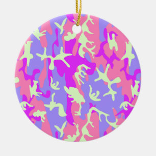 Cute pinky camouflage pattern ceramic ornament