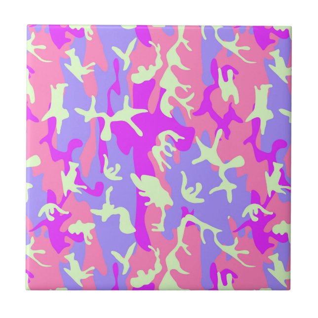 Cute pinky camouflage pattern ceramic tile (Front)