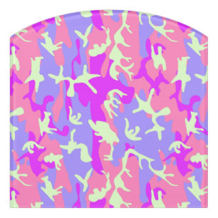 Cute pinky camouflage pattern door sign