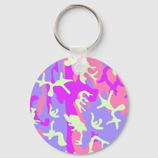 Cute pinky camouflage pattern keychain (Front)