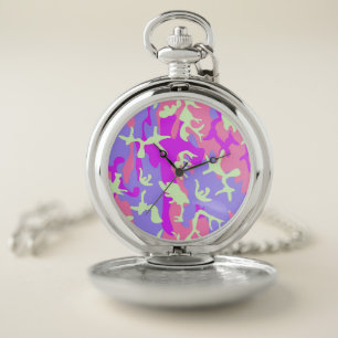 Cute pinky camouflage pattern pocket watch