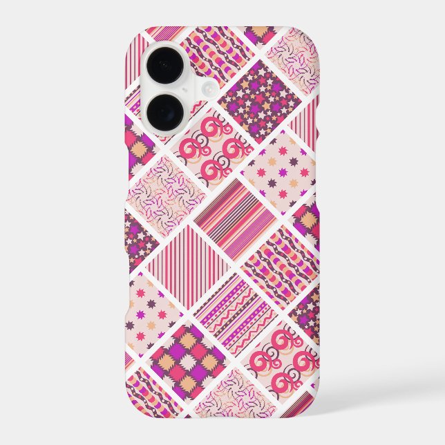 Cute pinky decorative squares patterns iphone case (Back)