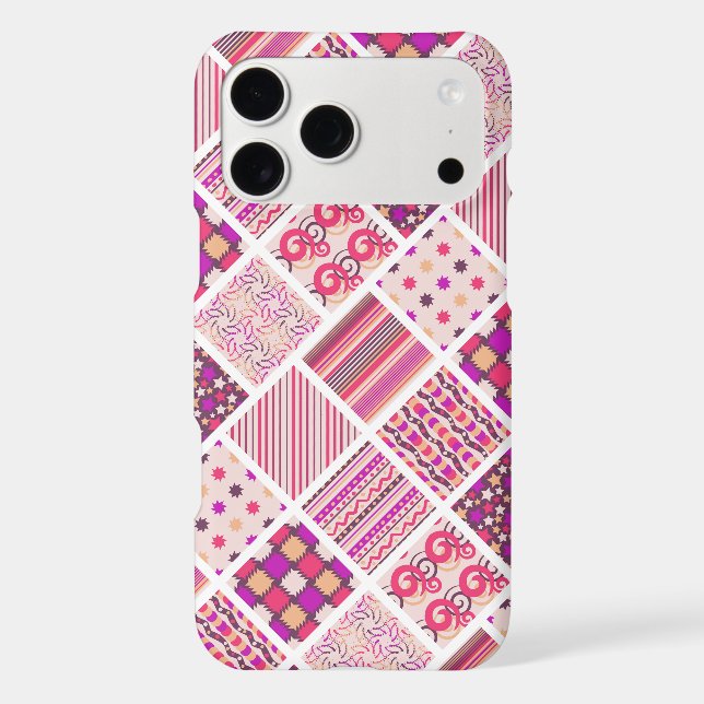 Cute pinky decorative squares patterns iphone case (Back)