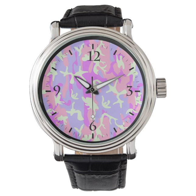 Cute pinky digital camouflage pattern watch (Front)