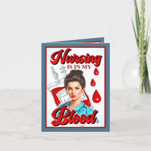 Cute Pinup_ Nursing in my blood Letterpress Thank You Card