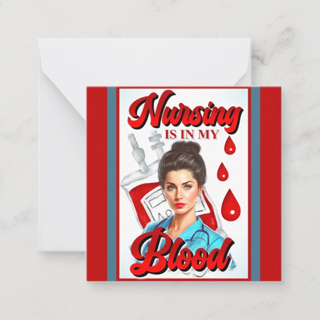 Cute Pinup_ Nursing in my blood Note Card (Front)