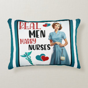Cute Pinup_ Real Men Marry Nurses Accent Pillow