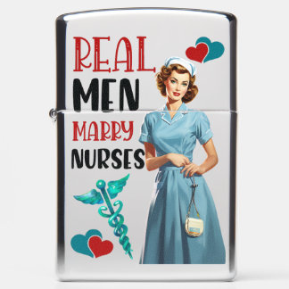 Cute Pinup_ Real Men Marry Nurses Zippo Lighter