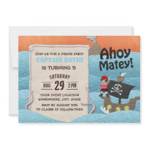 Cute Pirate Adventure Ahoy Matey Boy Birthday