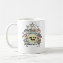 Cute Pirate Adventure Custom Photo  Name Kids Mug