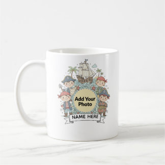 Cute Pirate Adventure Custom Photo  Name Kids Mug