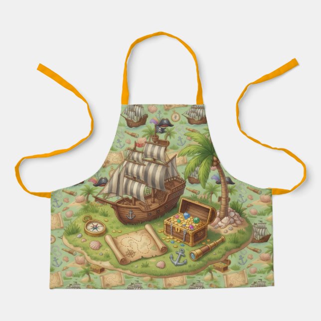 Cute Pirate Adventure Pattern  Apron (Front)