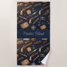 Cute Pirate Adventure Pattern Bath Towel S