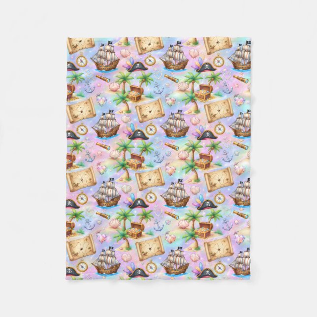 Cute Pirate Adventure Pattern  Fleece Blanket (Front)