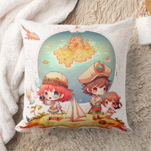 Cute Pirate Adventure Throw Pillow