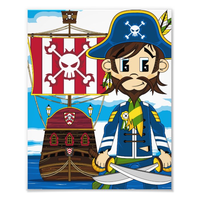 Cute Pirate and Ship Photo Print