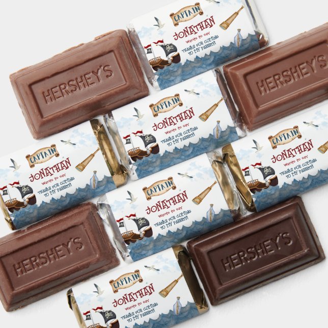 Cute Pirate Birthday Parchment thank you Hershey's Miniatures (Assorted)