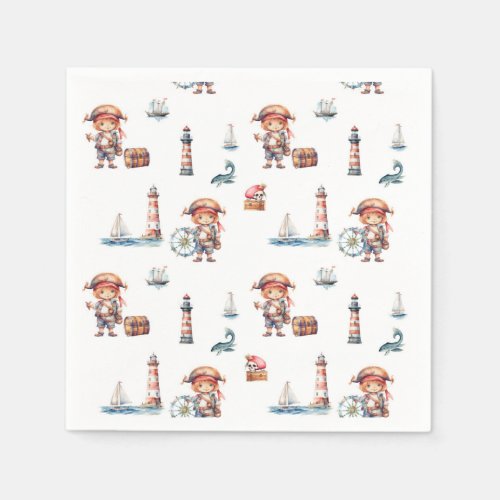 Cute Pirate Birthday Party Napkins
