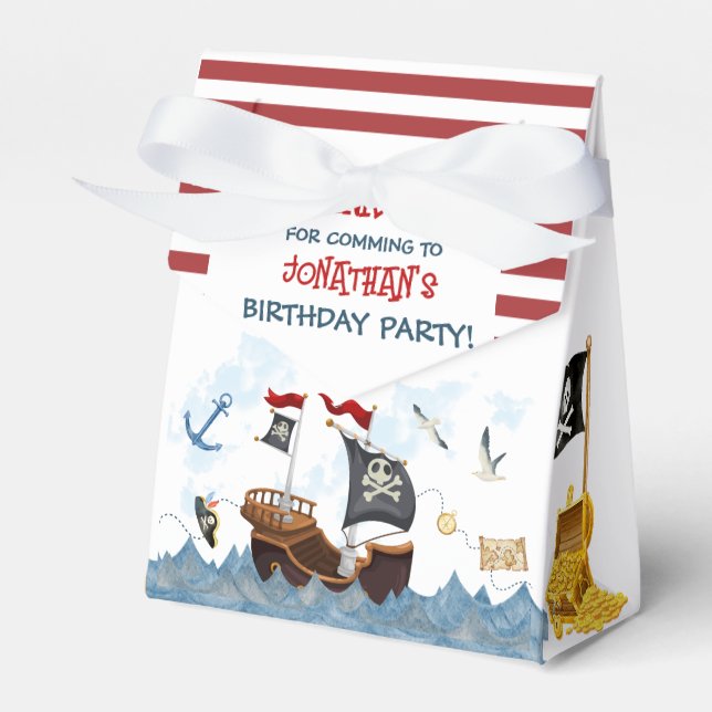 Cute Pirate Birthday Thank You   Favor Boxes (Front Side)