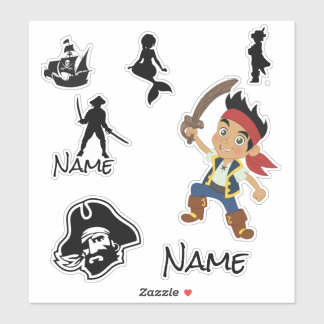 Cute Pirate Boy Custom-Cut Vinyl Sticker (Sheet)