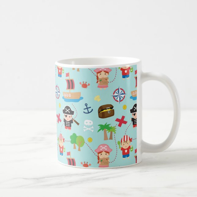 Cute Pirate Boys and Girls Treasure Coffee Mug (Right)