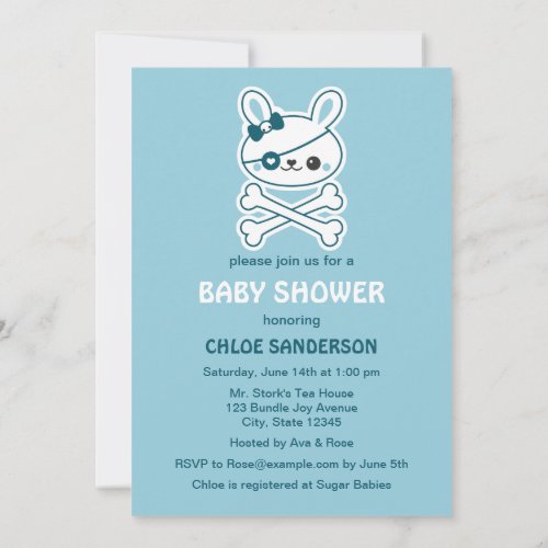 Cute Pirate Bunny Baby Shower Invitations