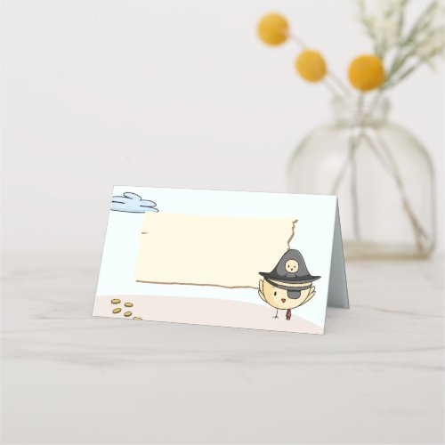 Cute Pirate Captain Bird with Patch and Pegleg Place Card