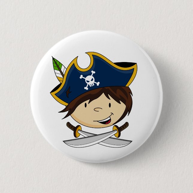 Cute Pirate Captain Button (Front)