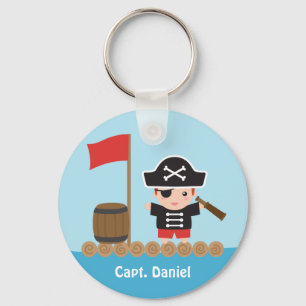 Cute Pirate Captain Ocean Raft Boy Keychain