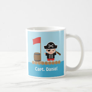 Cute Pirate Captain, Ocean Raft, Boy Name Mug