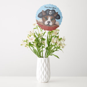 Cute Pirate Cat Big Green Eyes Red Boat Balloon