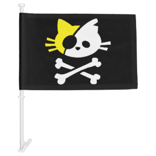 Cute Pirate Cat Car Flag