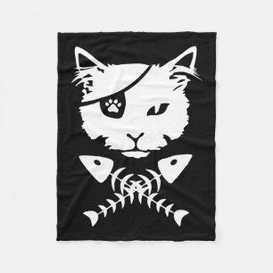 Cute Pirate Cat Funny Fleece Blanket