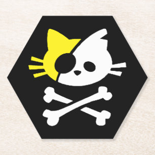 Cute Pirate Cat Paper Coaster
