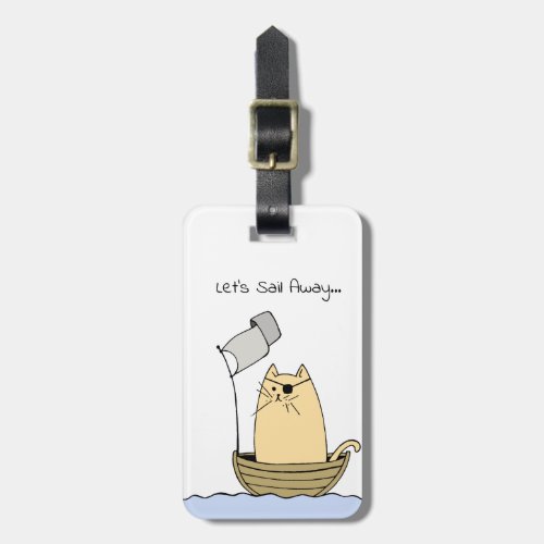 Cute Pirate Cat Sailing Luggage Tag