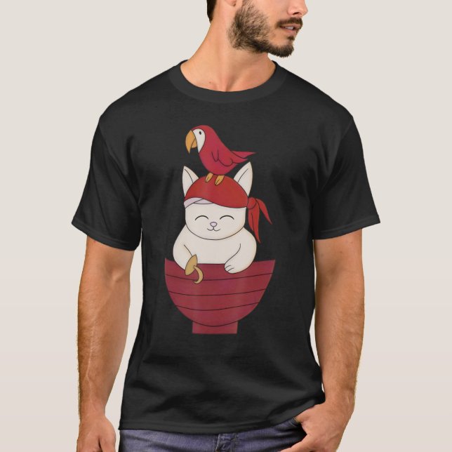 Cute Pirate Cat Skull 1 T-Shirt (Front)
