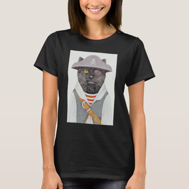 Cute Pirate Cat Skull 4 T-Shirt (Front)