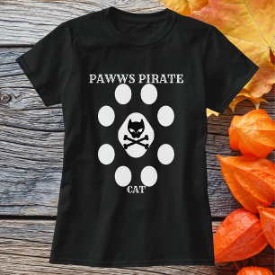 Cute Pirate Cat Vintage Paw Personalized Skull T-Shirt